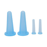 Sonew 4Pcs Facial Suction Massage Cup, 2Colors Soft Silicone Beauty Vacuum Massage Cup for Home (Blue)